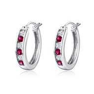 DAYBYDAY Small Hoop Earrings for Women Girls 925 Sterling Silver Moissanite/Sapphire/Ruby Huggie Hoo