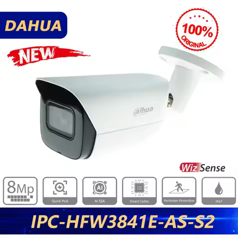 Dahua Original IPC-HFW3841E-AS-S2 8 MP 4K IR Fixed-focal Bullet WizSense Network Camera SMD 4.0, AI 