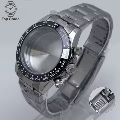 TG 316L Stainless Steel 39mm VK63 Case+Strap+Bezel Sapphire Glass Ceramic Bezel Fit VK63 Quartz Move