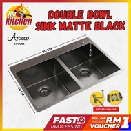 AT-9046 Stainless Steel Kitchen Sink Double Sink Sinki Dapur ATOCCO Stainless Steel Sinki Nano Sink 