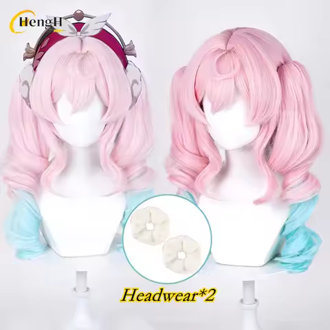 New! Game HSR Hyacine Synthetic Hair Unisex 48cm Pink Blue Gradient Double Ponytail Wigs Heat Resist