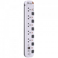Toshino รางปลั๊กไฟ 5 ช่อง 6 สวิตซ์ 2 USB ยาว 3 เมตร สีขาว-เทา รุ่น P5375USB-3M WG