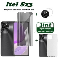 itel S23 Tempered Glass itel S23 Screen Protector itel S23 Camera Lens Protector Full Cover Screen Matte Privacy Glass 3In1 Carbon fiber back film