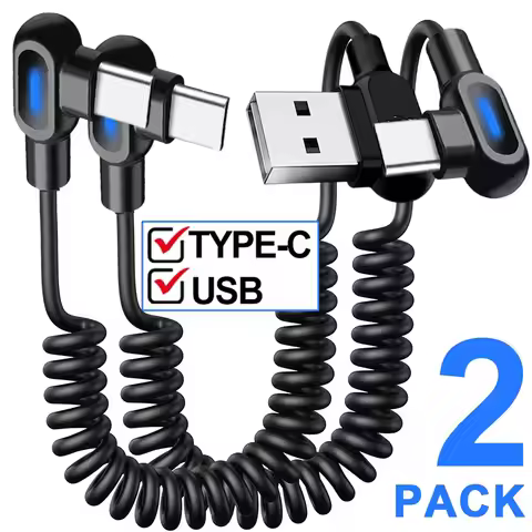 6A USB C Cable 90 Degree Elbow USB A Type C to Type C Cable Fast Charging Data Cord Power Bank Wire 