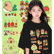 Children's shirt Round Neck t-shirt Capybara NO Shrinkage Black 100cm-150cm NO.50