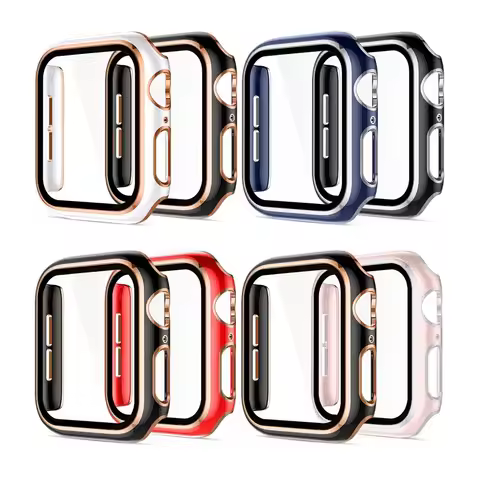 Electroplated PC Shell + Tempered Film for Apple Watch S10/Ultra 49mm Two-tone Plated Watch Case+tou