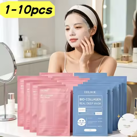 1-10pcs Deep Moisturizing Collagen Mask Bio Collagen Mask Hydrating Brightening Overnight Face Mask 
