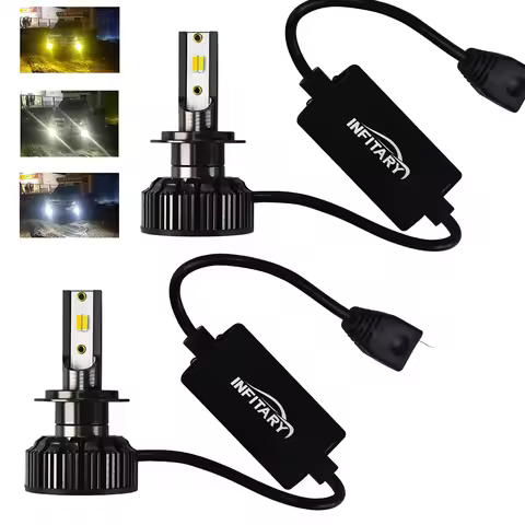 Infitary Car Headlight Bulbs H4 H7 Led 20000LM H1 H3 H11 H13 880 9005 9006 HB4 3 Color Change 3000K 