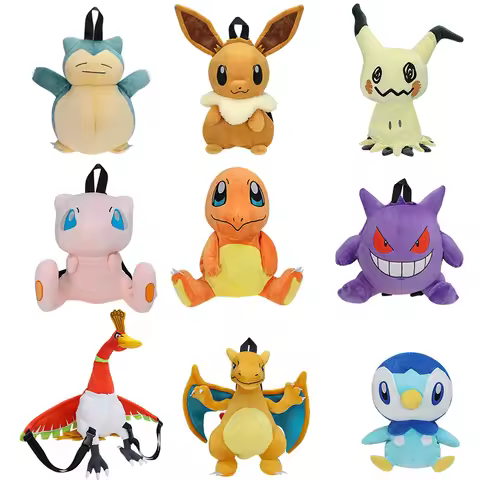 Pokemon Plush Backpack Mimikyu Eevee Mew Charmander Gengar Charizard Gyarados Piplup Snorlax Schoolb
