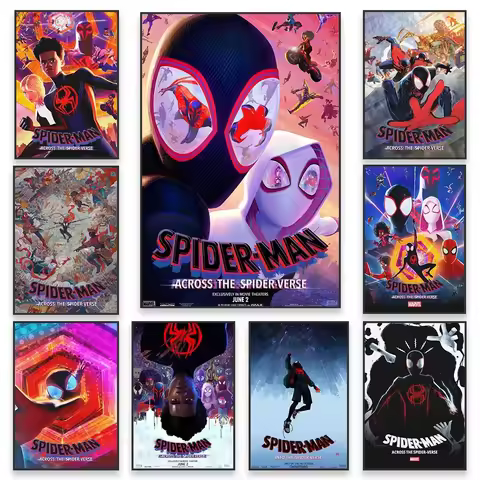 MINISO Disney Canvas Poster Spider Man Across the Spider Verse Motivational Prints Film Canvas Paint