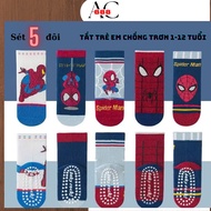 Children's anti-slip socks with superhero shape T102 set of 5 pairs
