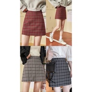 A-Line Skirt With Front Slit Plaid Pattern Dark Gray Size S Waist 25 Inches Hips 35 Length 41 Cm.