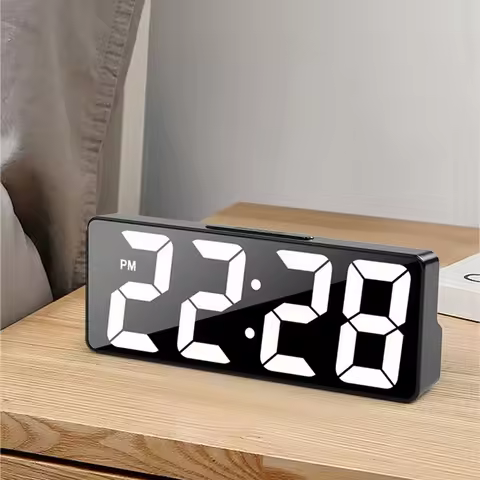 Desktop Digital Clock Tabletop Led Watch Alarm Clock Bedside Table Voice Control Led Digital Clock f