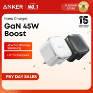 (6ft C-C Cable Included) Anker Nano 45W Type C Charger Fast Charging, Compact and Foldable Plug USB 