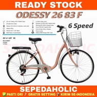 Sepeda Keranjang Dewasa ODESSY 26 83 F Ukuran 26 Inch Mini 6 Speed - Coklat Halus