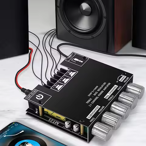 ZK-MT21 2.1 Channel Bluetooth-Compatible AMP Board with Treble Bass Control 50Wx2+100W BT 3.5mm AUX 