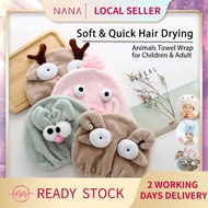 [SG] Quick Hair Drying Towel Wrap Soft Absorbent Mother's Day Animals Children Adult Gift Polyester Cotton Duck Goat