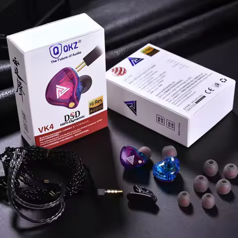 QKZ VK4 ZXN HiFi Earphone Bass Detachable Wired Headphones with Microphone Noise Cancelling Headsets