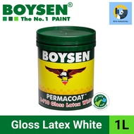 Boysen Permacoat Gloss Latex White 1 Liter #B-710 100% Acrylic Water-Based Paint