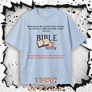 UNBR Bible verse printed T-shirt with English words on the chest Job23:10 Faith culture casual