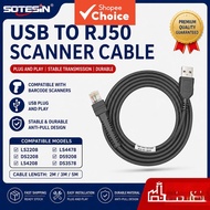 SOTESIN 2m/3m/5m USB Barcode Scanner Cable Compatible for Symbol Zebra Motorola USB to RJ45 CBA-U01-