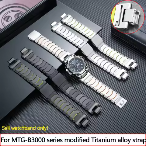 MTG-B3000 Watch Strap for Casio watch MTG-B3000 BD-1A2/D/B-1A Modified Titanium Alloy+Silicone Botto