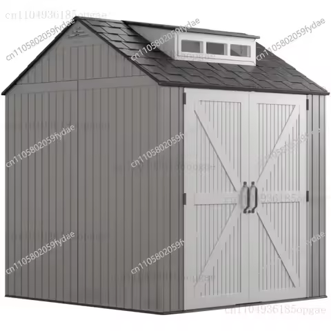 Hot salesResin Outdoor Storage Shed With Floor (7 x 7 Ft), Weather Resistant, Gray, Organization for