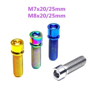 Titanium Allen Head bolt M7x20 M7x25mm M8x20 M8x25mm Golden for Brompton handlebar Bike Screws Titanium Bolt M7*20 25mm M8*20 25mm with Washer Screw Bicycle Accessories Bike Bolts