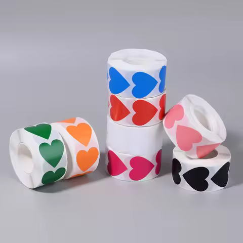 500Pcs/Roll Cartoon Heart-shaped Reward Decorative Sticker 8 Colors 2.5x2.3cm Heart For PC Pad Fridg