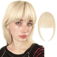 Clip in Bangs 100% Real Human Hair Extensions Clip on Wispy Bangs for Women Fringe with Temples Hair