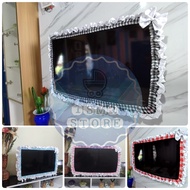 TV Cover TV/ LCD Television Ruffle WHITE Gingham Plaid Pattern for 24 inch - 52 inch TVs, Customizab