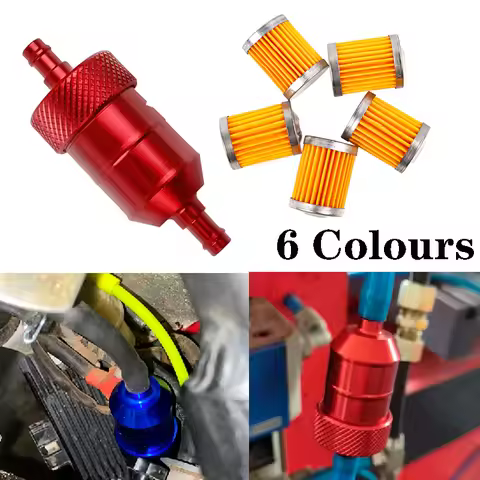 Motorcycle 8MM CNC Aluminum Fuel Filter With 5 Filter Elements For Triumph BMW Petrol Gas Street Pit