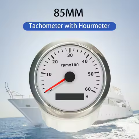 ELING 85mm Auto Marine Tachometer RPM Meter Gauge 3K 4K 6K 7K 8K REV Counter LCD Hourmeter with 7 Ba