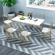 🎁Nordic Marble Dining Tables and Chairs Set Modern Style Rectangular Table4People6Small Apartment Simple Dining Table