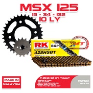 MSX / Monkey 125cc chain sprocket, RK black gold chain 428HSB (10mm)