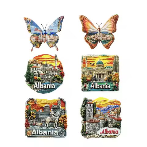 Europe Albania Resin 3D Fridge Magnets Tourism Souvenir Refrigerator Sticker Handicraft Gift Decorat