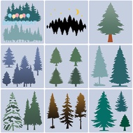 BENECREAT 1set 9pcs 9 styles Plastic Drawing Painting Stencils Templates Christmas Tree 198x199x0.4m