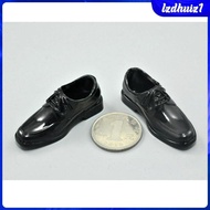 [Lzdhuiz1] 1/6 Scale Male Black Leather Shoes Fit 12'' Changable Body Feet Figure Square toe shoes 5