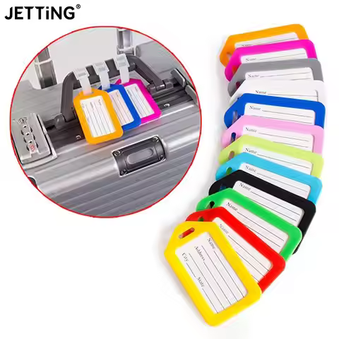 10pcs Luggage Tags Suitcase Label Bag Travel Accessories Luggage Bag Tag Name Address ID Label Plast