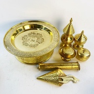 เชี่ยนหมากทองเหลืองทรงโบราณ 12 นิ้ว ตอกลายกลีบบัวหลวง ช้างทรงเครื่อง Premium & Luxury