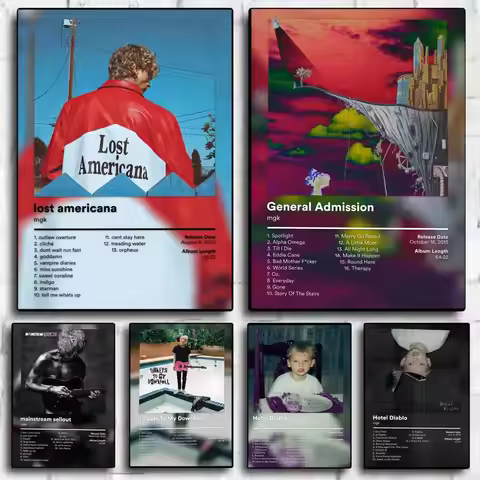 Mgk M-Machine Gun Kelly Rap Poster Home Living Bed Room Bar Hallway Sticky Wall Art Printing Waterpr