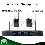 Wireless Microphone Soundvision SU-890D-II/BT คาดหัว 2 ตัว 2 เสา UHF SU-890D Make II ไมค์ลอย ไมค์ไร้