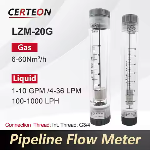 LZM-20G Pipeline Acrylic Gas Flow Meter Rotameter 6-60Nm3/h Inline Type G3/4 Female Thread for Compr