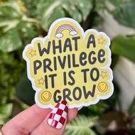 Waterproof Sticker "What a privilege it is to grow" - cute stickers buy in bulk at cheap prices M000