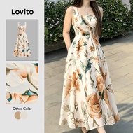 Lovito Elegant Dress Ruffle Hem Spring/summer Dress for Women L196ED610 Lovito Corak Pakaian Elegan 