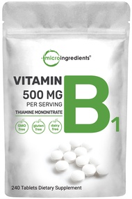 Micro Ingredients Vitamin B1 500mg Per Serving, 240 Tablets | Vitamin B1 Thiamine Supplement, Essent