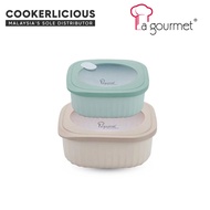 La gourmet Snack N’ Sip 2 Pieces Square Container Set 1400ml + 450ml