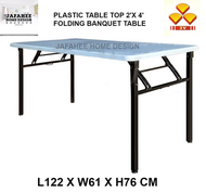 jhd  3V 2' x 4' Folding Banquet Table / Foldable Banquet Table / Function Table / Catering Table / Buffer Table / Hall Table / Office Table / Folding Table with Plastic Table Top (Black)