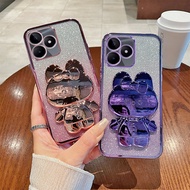 Phone Back Case For Oppo Realme C63 C61 Narzo N63 Gradient Glitter Makeup Mirror Rabbit Folding Stan