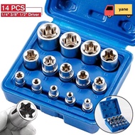 YANE 14PCS/Set Hexagon Socket Nut Socket, With Storage Box E4-E24 Wrench Head Star Socket Set, Versa